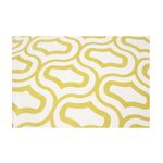 Cojín decorativo 45x45 cm blanco grabado amarillo mostaza Concepts, primer plano del tejido y el patrón geométrico