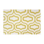 Cojín decorativo 45x45 cm blanco grabado amarillo mostaza Concepts, primer plano detallado de la textura y el estampado