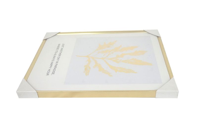 Cuadro decorativo canvas hoja de árbol 45 x 60 cm Concepts, vista en perspectiva con protectores blancos en las esquinas