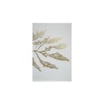 Cuadro decorativo canvas hoja de árbol 45x60 cm Concepts, primer plano del diseño de hoja en color dorado sobre fondo blanco