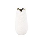 Florero decorativo 12 x 25 cm Concepts, vista frontal del cuerpo blanco texturizado y borde superior dorado irregular