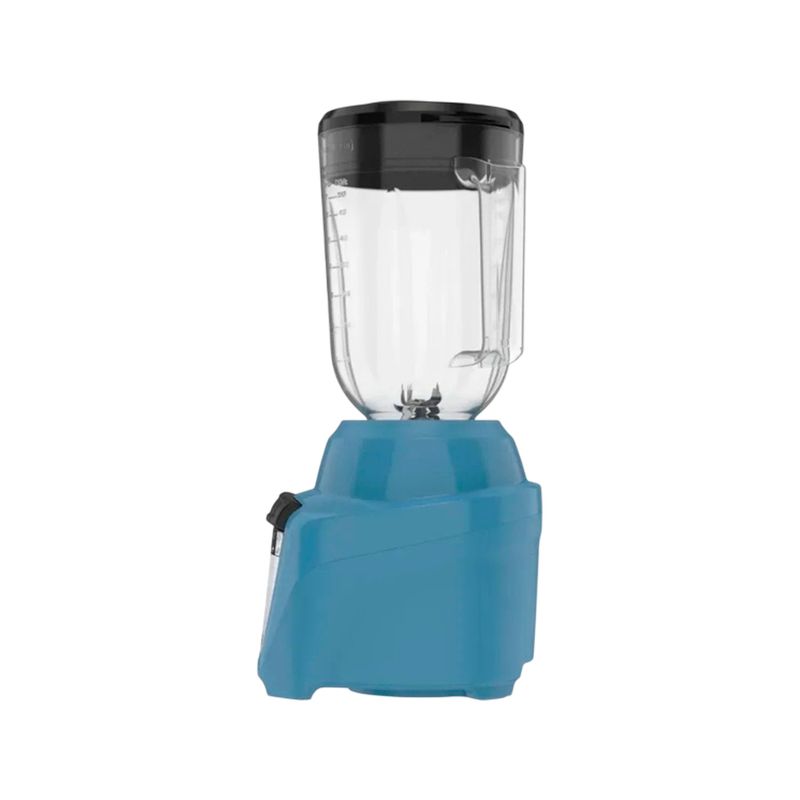 Licuadora vaso plástico 1.65 L 8 velocidades azul Black + Decker, vista frontal completa con vaso transparente y tapa negra