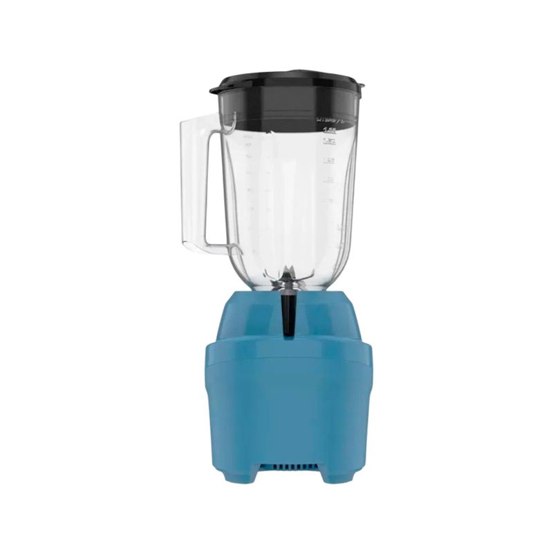 Licuadora vaso plástico 1.65 L 8 velocidades azul Black+Decker, vista frontal completa del equipo sobre fondo blanco