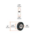 Carretilla para bulto llanta sólida Truper de 250 kg con extensión de base, gráfico con medidas técnicas de la llanta