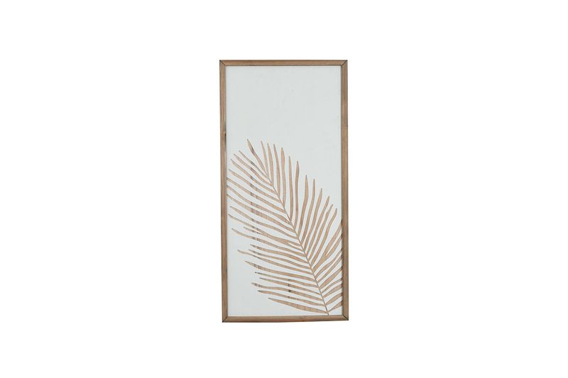 Placa decorativa de pared 39 x 80 cm Concepts, marco de madera con relieve de hoja tropical en la parte inferior