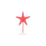 Adorno decorativo estrella de mar 15x24 cm Concepts, figura roja sobre soporte delgado y base cuadrada blanca