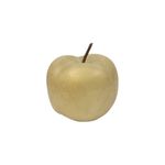 Figura decorativa manzana 12 cm Concepts, primer plano frontal de la manzana en color dorado con tallo marrón