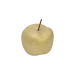 Figura decorativa manzana 12 cm Concepts, vista frontal de la pieza en color dorado con textura granulada y tallo café