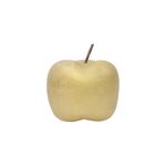 Figura decorativa manzana 12 cm Concepts, primer plano frontal de la pieza en color dorado con textura granulada