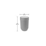 Papelera para baño gris moldeado plástico Umbra, gráfico con medidas de 11.8 pulgadas (30 cm) y 7.8 pulgadas (20 cm)