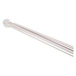 Cortinero 86 x 120 1 pulgada Nalya Rods Silver CHD Home, primer plano del terminal decorativo esférico y el tubo