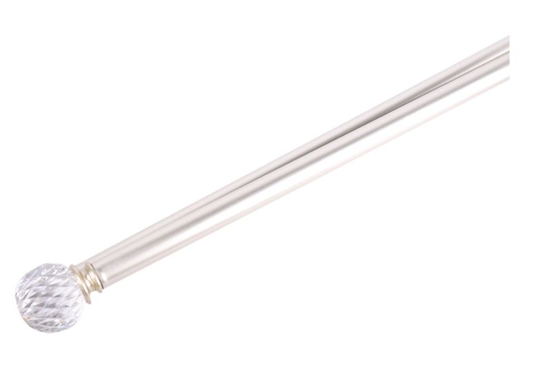Cortinero 86x120 1 pulgada Nalya Rods silver CHD Home, detalle del terminal esférico de cristal tallado y el tubo