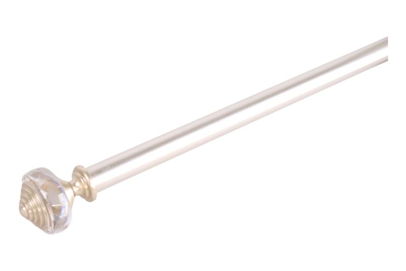 Cortinero 48x86 1 pulgada Bina Rods Silver CHD Home, detalle del terminales de cristal y barra plateada