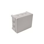 Caja plexo rectangular PVC Legrand de 180 x 140 x 86 mm, vista en perspectiva del equipo en color gris