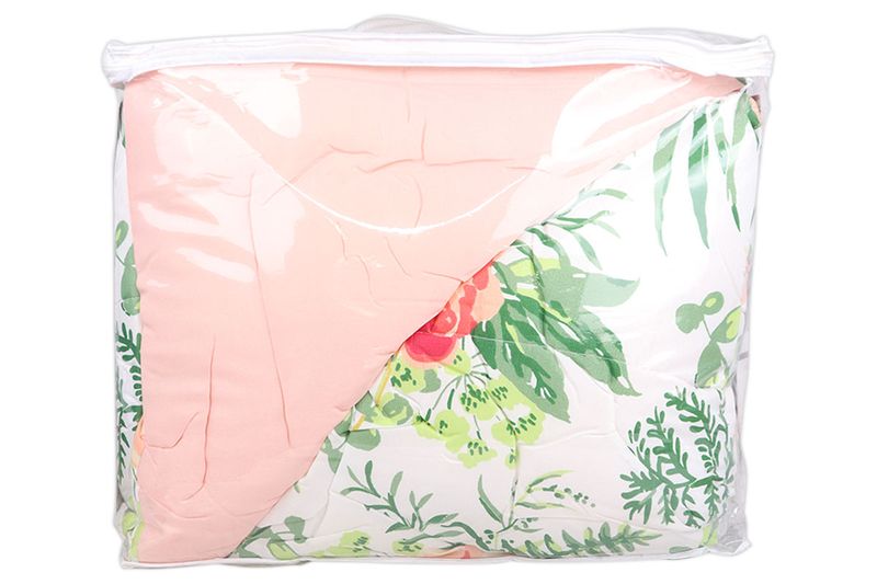 Juego de edredón estampado floral rojo Full/Queen 3 piezas Roshini CHD Home, doblado y empacado en bolsa plástica