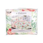 Juego de edredón estampado floral rojo Full/Queen 3 piezas Roshini CHD Home, empaque plástico con foto del producto armado