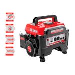 Generador 1 kVA 3 HP monofásico Super, vista lateral del panel de control con tomas de corriente y gráficos de potencia