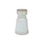 Florero decorativo 17x17x28 cm blanco Concepts, vista frontal con detalles en relieve y borde superior café