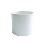 Unión PVC lisa sanitario 6 pulgadas Durman, vista frontal del accesorio cilíndrico de color blanco