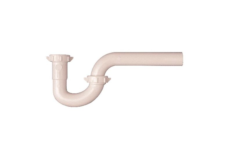 Trampa para pantry Ace de 1-1/2 pulgadas PVC blanco conexión pared, vista lateral del tubo en forma de S