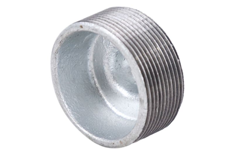 Tapón macho galvanizado cédula 20 de 2 pulgadas Facenil, vista interior del hueco y rosca lateral