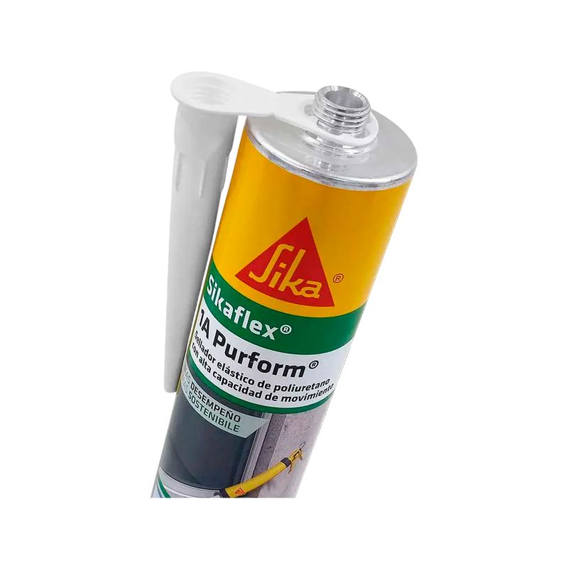 Sikaflex-1A Purform White C5045/12ctr300 Sika, cartucho amarillo con boquilla blanca y tapa plástica