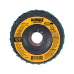 Disco para quitar pintura DeWalt de 4-1/2 x 7/8 pulgadas grano fino, vista frontal del disco con etiqueta amarilla
