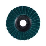 Disco para quitar pintura DeWALT de 4-1/2 x 7/8 pulgadas grano fino, vista frontal del disco color verde azulado