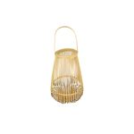 Linterna decorativa café con agarre 33 x 46 cm Concepts, vista frontal completa con vela blanca en su interior