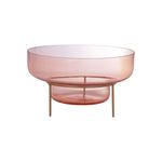 Centro de mesa con soporte 32 x 15 cm rosa gold Santini, vista frontal del cuenco de vidrio sobre base metálica dorada