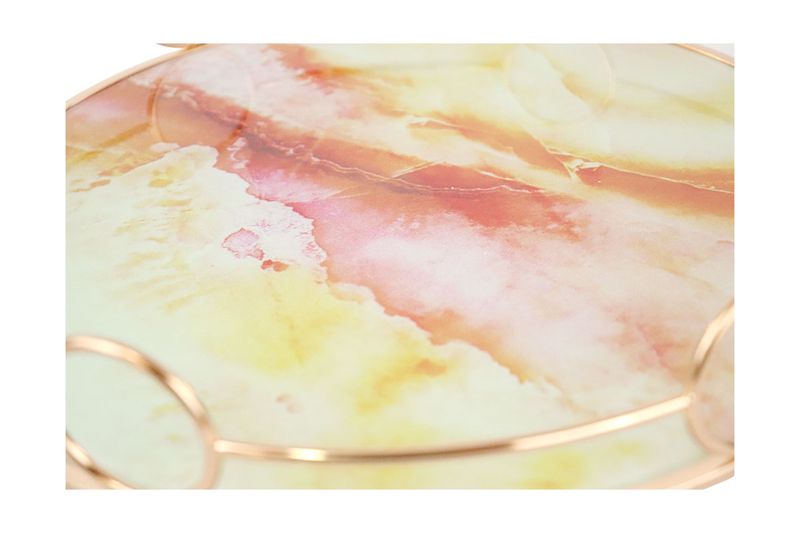 Bandeja decorativa borde circular 30 x 6.5 cm Concepts, primer plano del acabado interior con efecto mármol multicolor