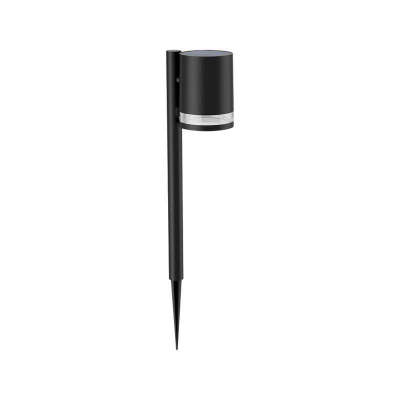 Luminaria solar estaca Philips de 3.3 V, 1.5 W, 2700 K, 200 lm, IP44 negro, vista lateral completa sobre fondo blanco