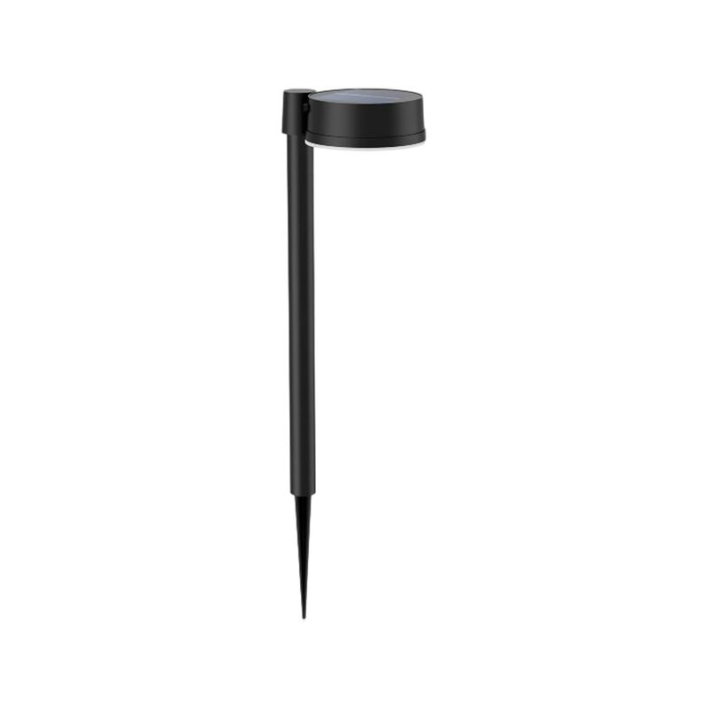 Luminaria solar estaca Vynce redondo 3.3 V 1.5 W 2700 K 200 lm IP44 negro Philips, vista lateral completa sobre fondo blanco