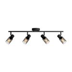 Luminaria spot Palms 4L 25W HV negro Philips, vista frontal de la lámpara con cuatro focos orientables y base circular
