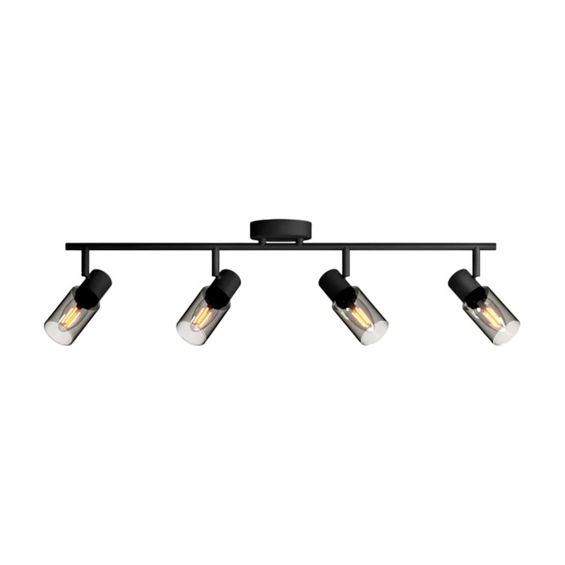 Luminaria spot Palms 4L 25W HV negro Philips, vista frontal de la lámpara con cuatro focos orientables y base circular