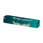 Luminaria spot Palms 4L 25W HV negro Philips, empaque rectangular verde con ilustración del producto y texto descriptivo
