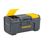 Caja para herramientas Stanley de 19 pulgadas plástico standard, vista en ángulo con tapa amarilla abierta