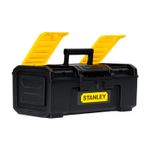 Caja para herramientas Stanley de 16 pulgadas plástico standard, vista frontal con organizadores amarillos desplegados