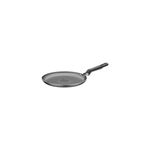 Sartén panquera de 22 cm Loreto Tramontina, vista lateral completa en color negro con mango ergonómico