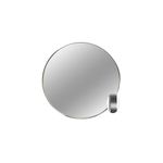 Espejo decorativo de 91 cm Concepts, vista frontal circular con un detalle metálico cilíndrico en el borde inferior