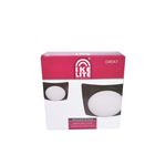 Lámpara plafón chocolate oscuro 2 luces E27 60W Ikelite, caja de cartón rosa y blanca con ilustración del producto