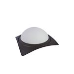 Lámpara plafón chocolate oscuro 2 luces E27 60 W Ikelite, vista en ángulo con pantalla blanca y base cuadrada curva