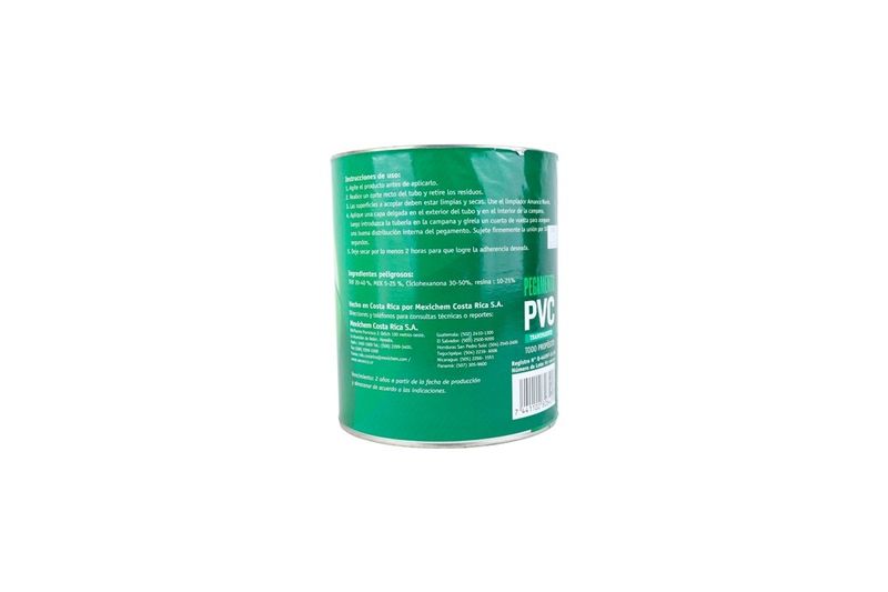 Pega PVC transparente Amanco de 1 galón Durman, vista detallada de la etiqueta verde con instrucciones de uso