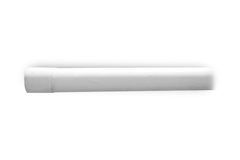 Tubo PVC agua potable 6 mts SDR 32.5 3 pulgadas 125 psi Durman, vista lateral completa del tubo blanco sobre fondo blanco