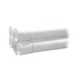 Tubo PVC agua potable 6 mts SDR 32.5 3 pulgadas 125 psi Durman, conjunto de tubos blancos apilados en perspectiva