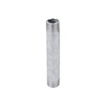 Niple galvanizado rosca cédula 20 de 3/4 x 8 pulgadas Facenil, vista frontal completa del tubo cilíndrico plateado