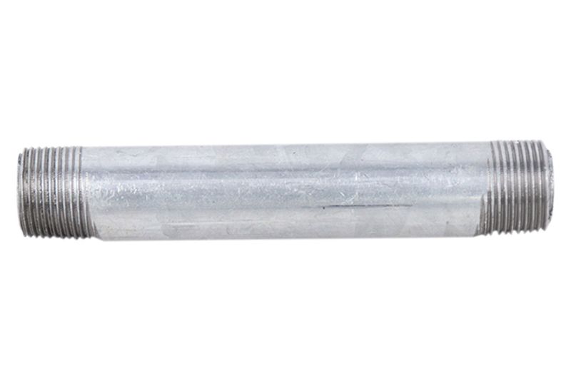 Niple galvanizado rosca cédula 20 3/4" x 8" Facenil, vista lateral completa del tubo con roscas en ambos extremos