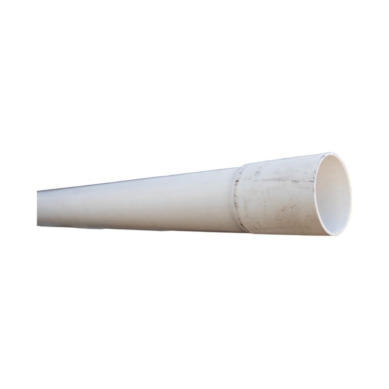 Tubo PVC agua potable 6 mts SDR 32.5 2 pulgadas 125 psi Durman, primer plano del extremo del tubo blanco