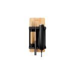 Juego de cuchillo eléctrico con tabla para cortar Cuisinart, vista cenital del equipo negro sobre su tabla de madera