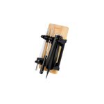 Juego de cuchillo eléctrico con tabla para cortar Cuisinart, vista lateral del equipo negro sobre su base de madera
